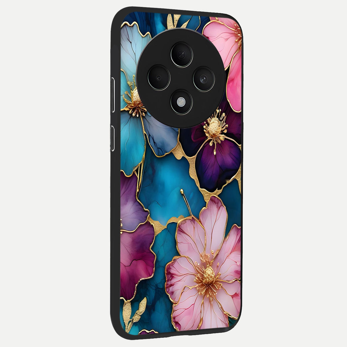  Sparkle Floral back cover For Oppo F27 5G slim fit glass case with vibrant aesthetic design