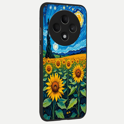  Starry Sunflower Dreams back cover For Oppo F27 5G slim fit glass case with vibrant aesthetic design