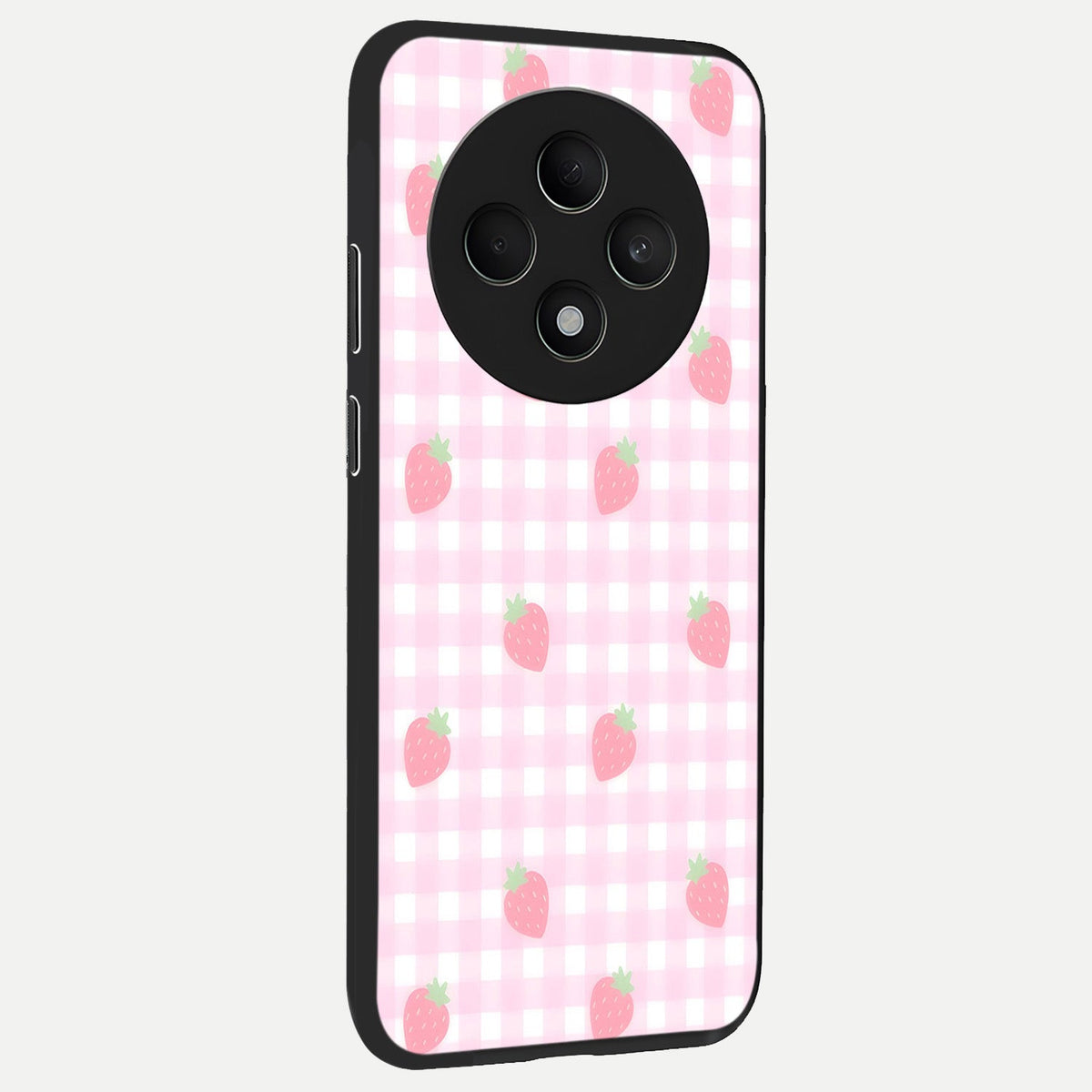  Strawberry Picnic Love back cover For Oppo F27 5G slim fit glass case with vibrant aesthetic design