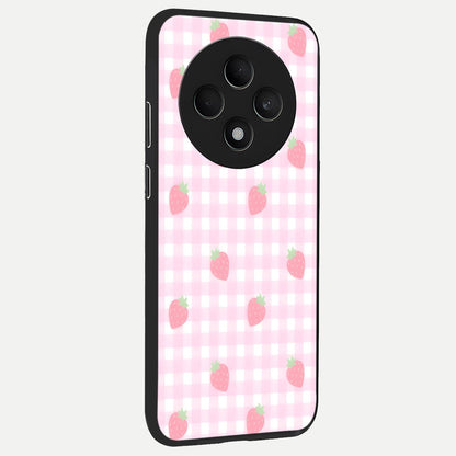  Strawberry Picnic Love back cover For Oppo F27 5G slim fit glass case with vibrant aesthetic design