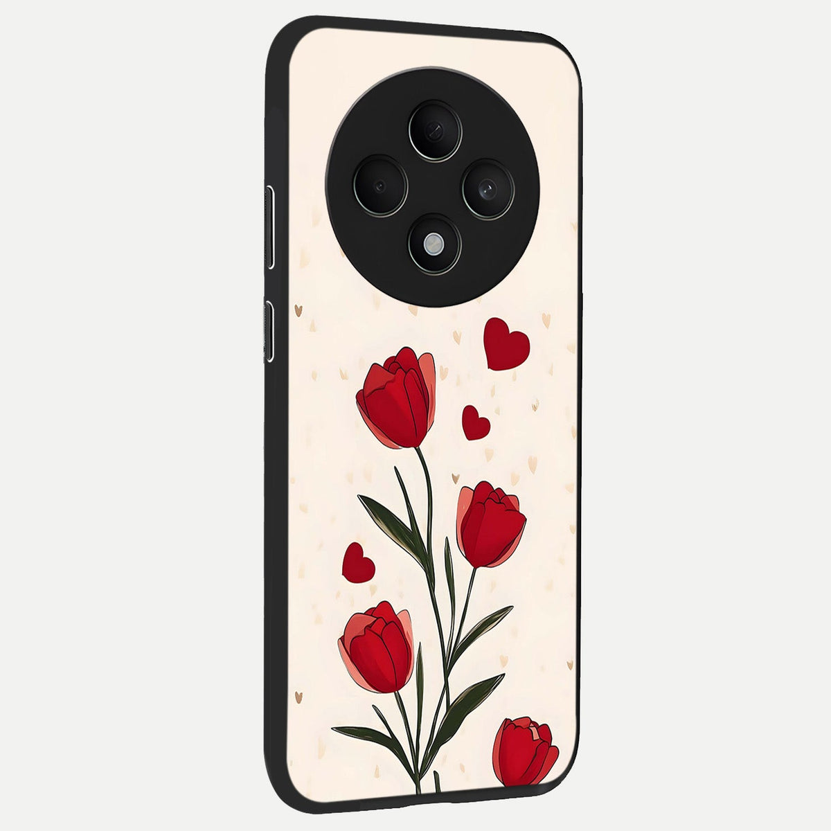  Tulip With Heart back cover For Oppo F27 5G slim fit glass case with vibrant aesthetic design