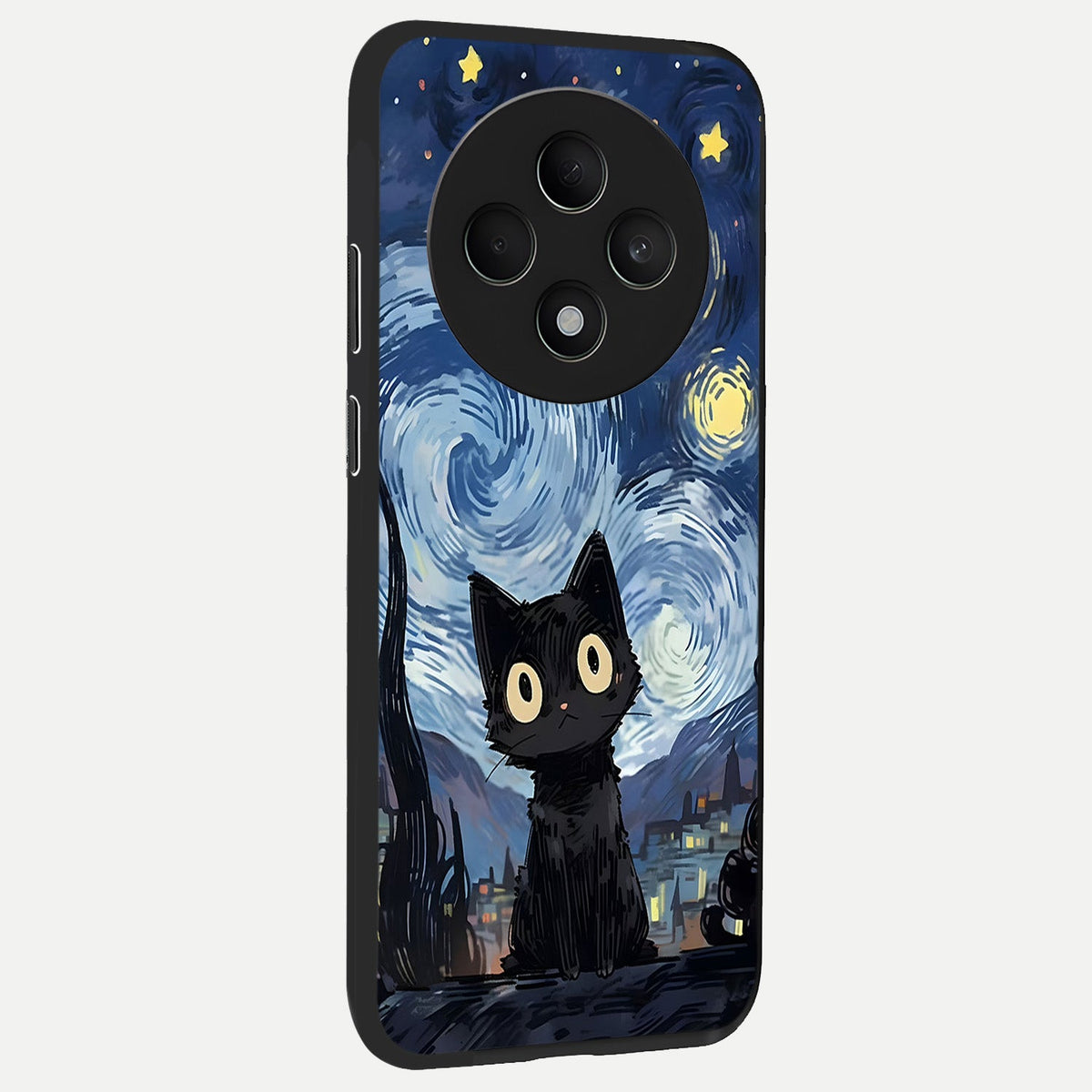  Van Gogh Cat back cover For Oppo F27 5G slim fit glass case with vibrant aesthetic design