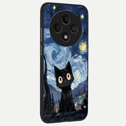  Van Gogh Cat back cover For Oppo F27 5G slim fit glass case with vibrant aesthetic design