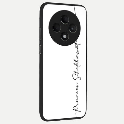  White Tune Custom Name back cover For Oppo F27 5G slim fit personalized glass case with aesthetic design