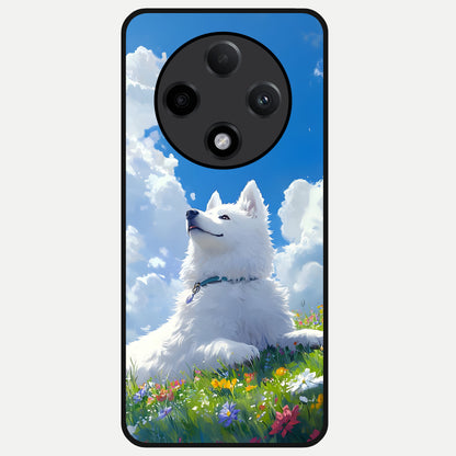  Blissful Cloud Pup Glass Case For Oppo F27 Pro Plus back cover – full design glossy printed glass finish