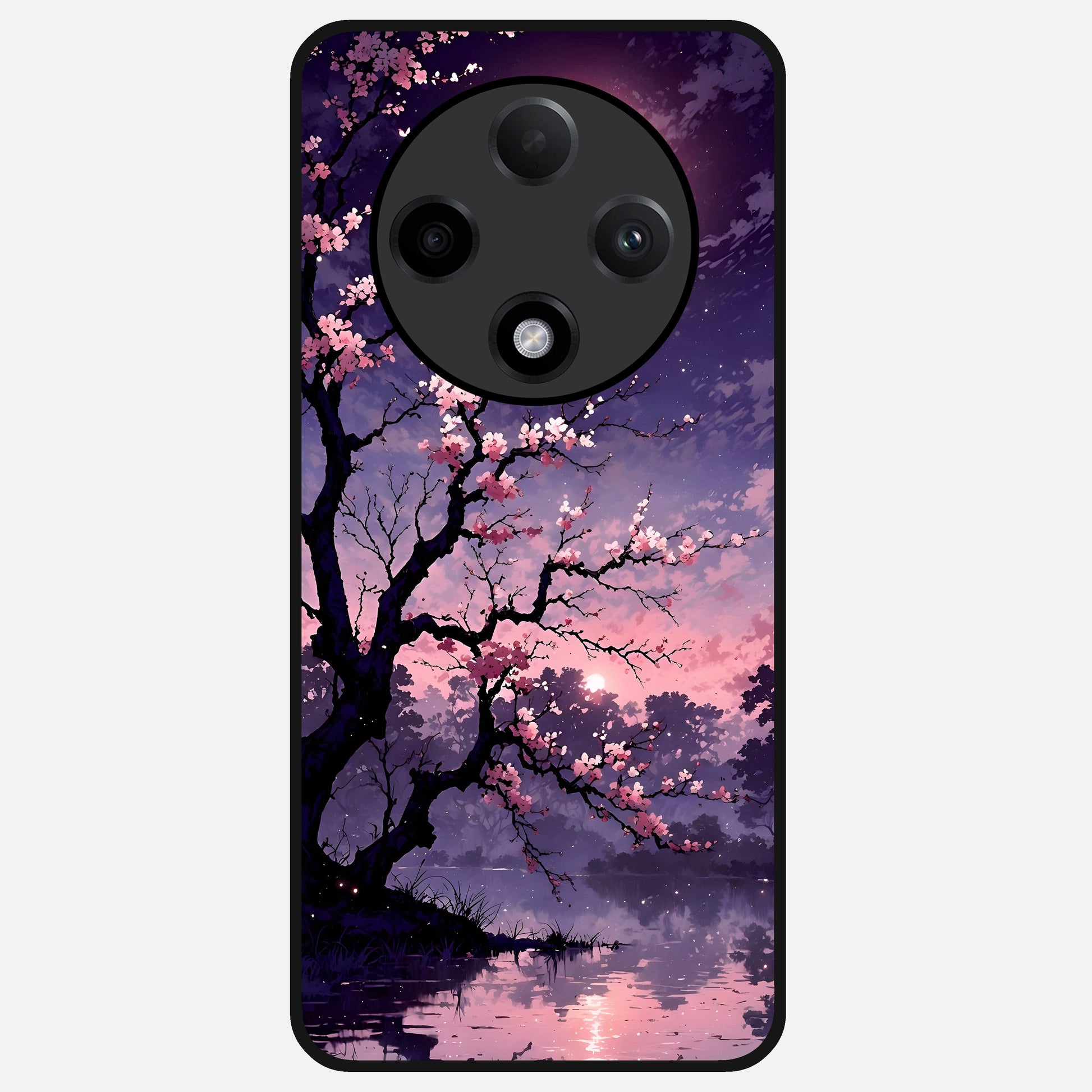  Blossom Pink Moon Glass Case For Oppo F27 Pro Plus back cover – full design glossy printed glass finish