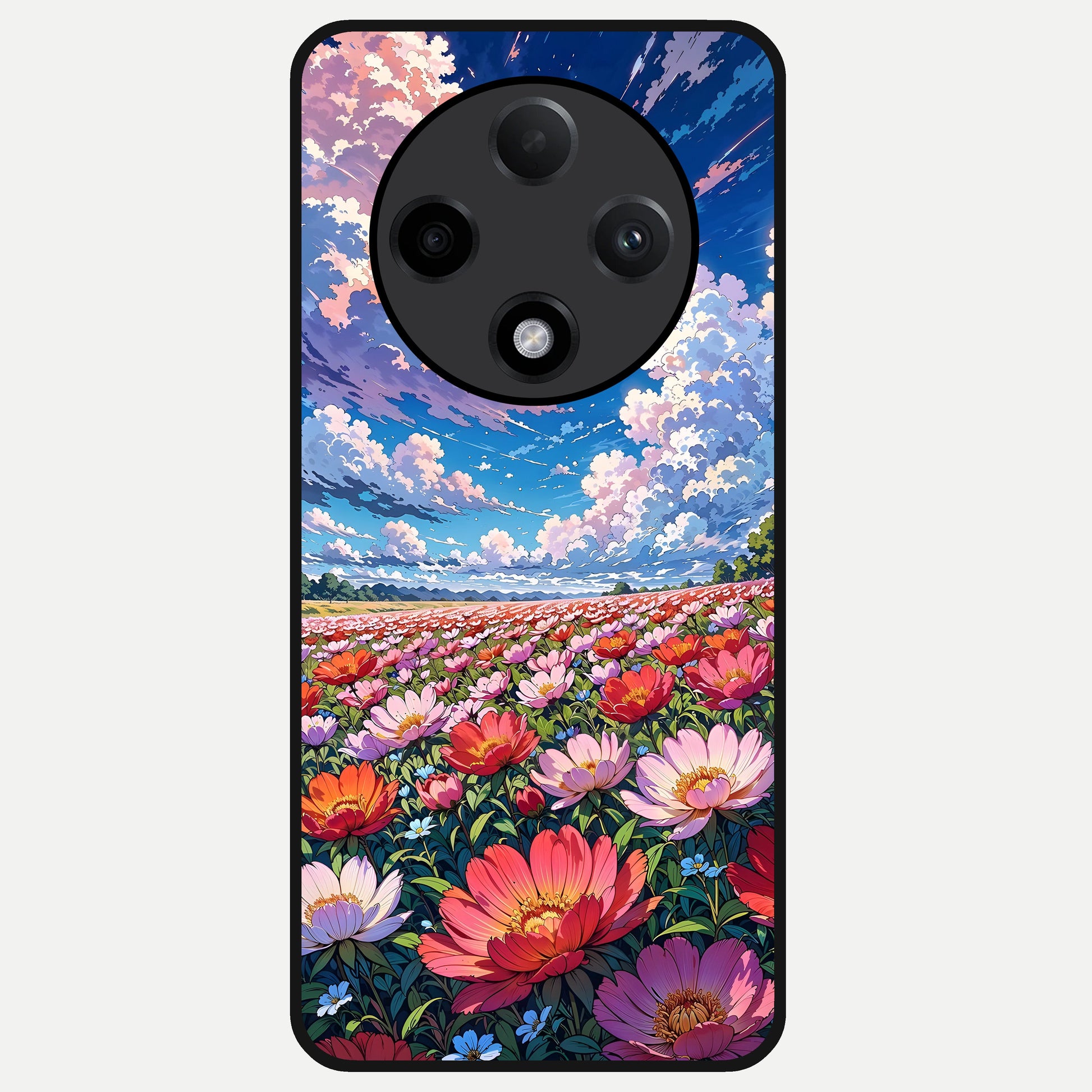  Blossom Sky Field Glass Case For Oppo F27 Pro Plus back cover – full design glossy printed glass finish