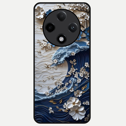  Blossom Wave Art Glass Case For Oppo F27 Pro Plus back cover – full design glossy printed glass finish