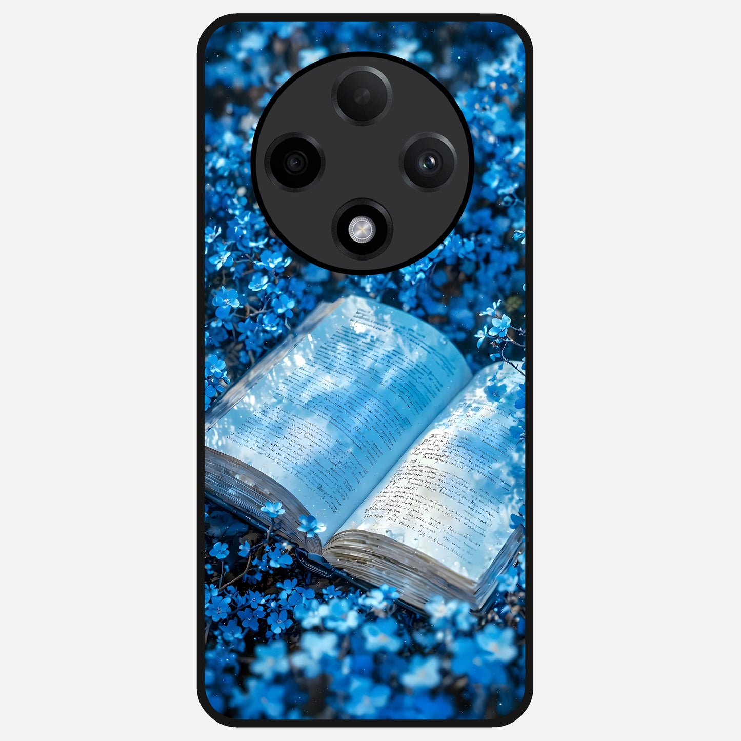  Blue Bloom Tales Glass Case For Oppo F27 Pro Plus back cover – full design glossy printed glass finish