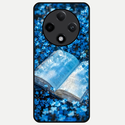  Blue Bloom Tales Glass Case For Oppo F27 Pro Plus back cover – full design glossy printed glass finish