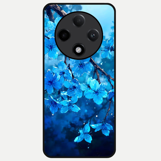  Blue Blossoms Branch Glass Case For Oppo F27 Pro Plus back cover – full design glossy printed glass finish