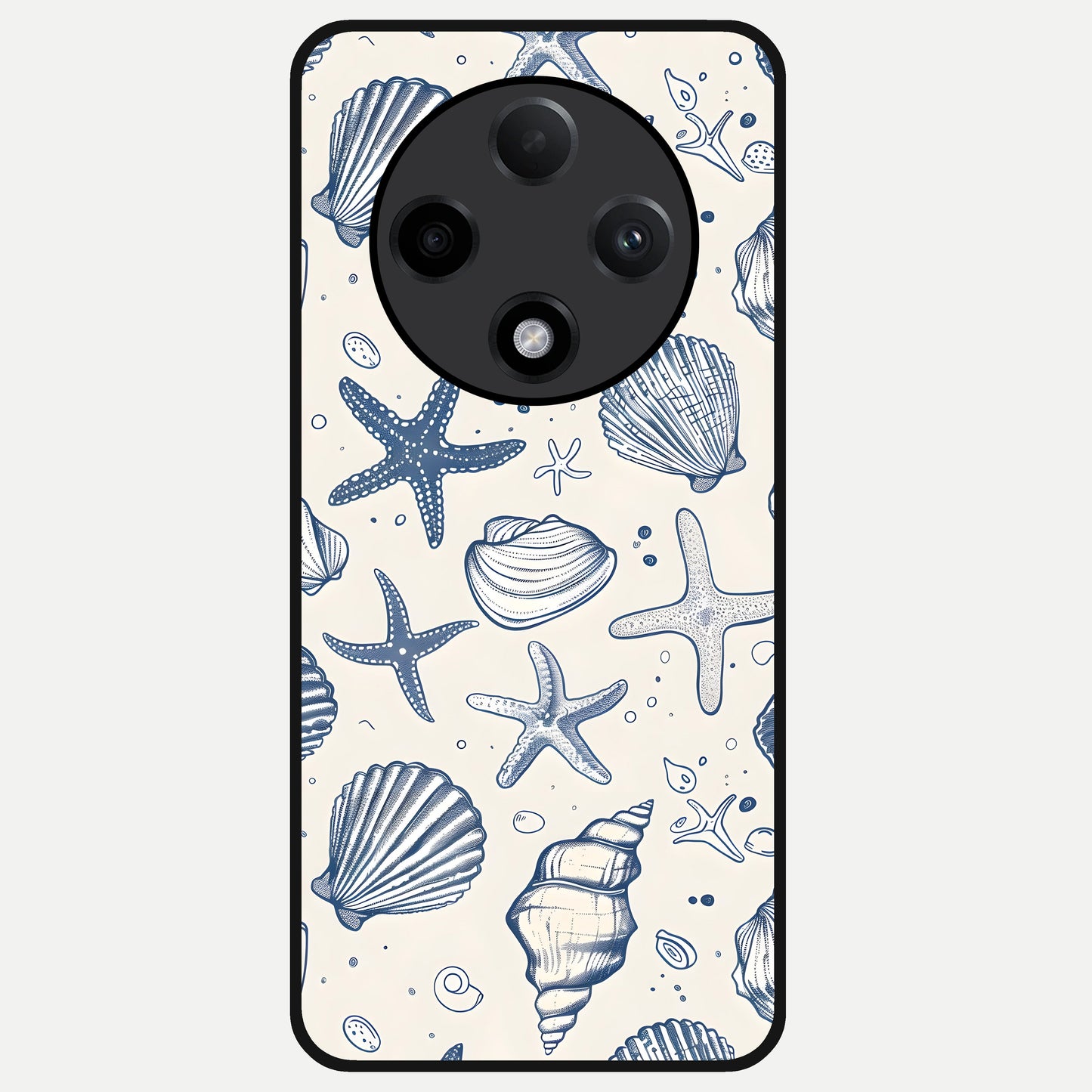  Blue Ocean Outline Glass Case For Oppo F27 Pro Plus back cover – full design glossy printed glass finish