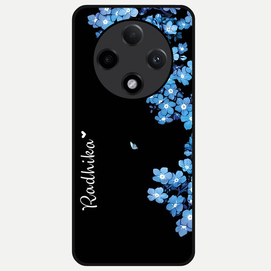  Blue Petal Dream Custom Name Glass Case For Oppo F27 Pro Plus back cover – full design glossy printed glass finish