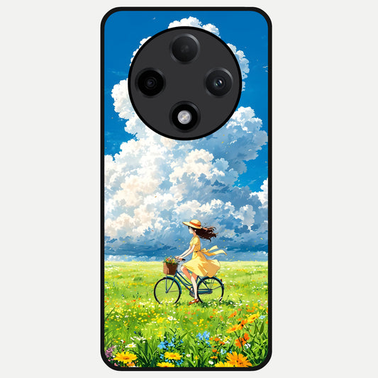  Breezy Meadow Ride Glass Case For Oppo F27 Pro Plus back cover – full design glossy printed glass finish