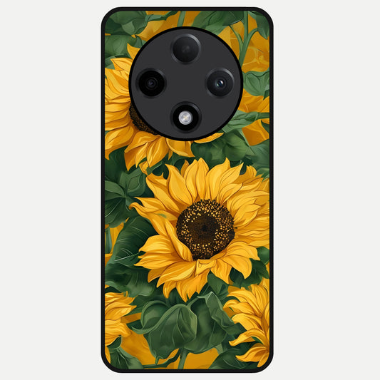  Bright Sunflower Bloom Glass Case For Oppo F27 Pro Plus back cover – full design glossy printed glass finish
