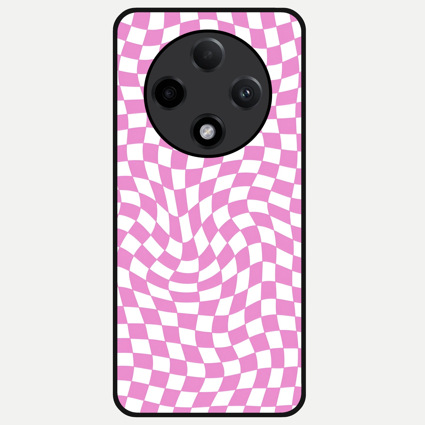  Bubblegum Check Wave Glass Case For Oppo F27 Pro Plus back cover – full design glossy printed glass finish