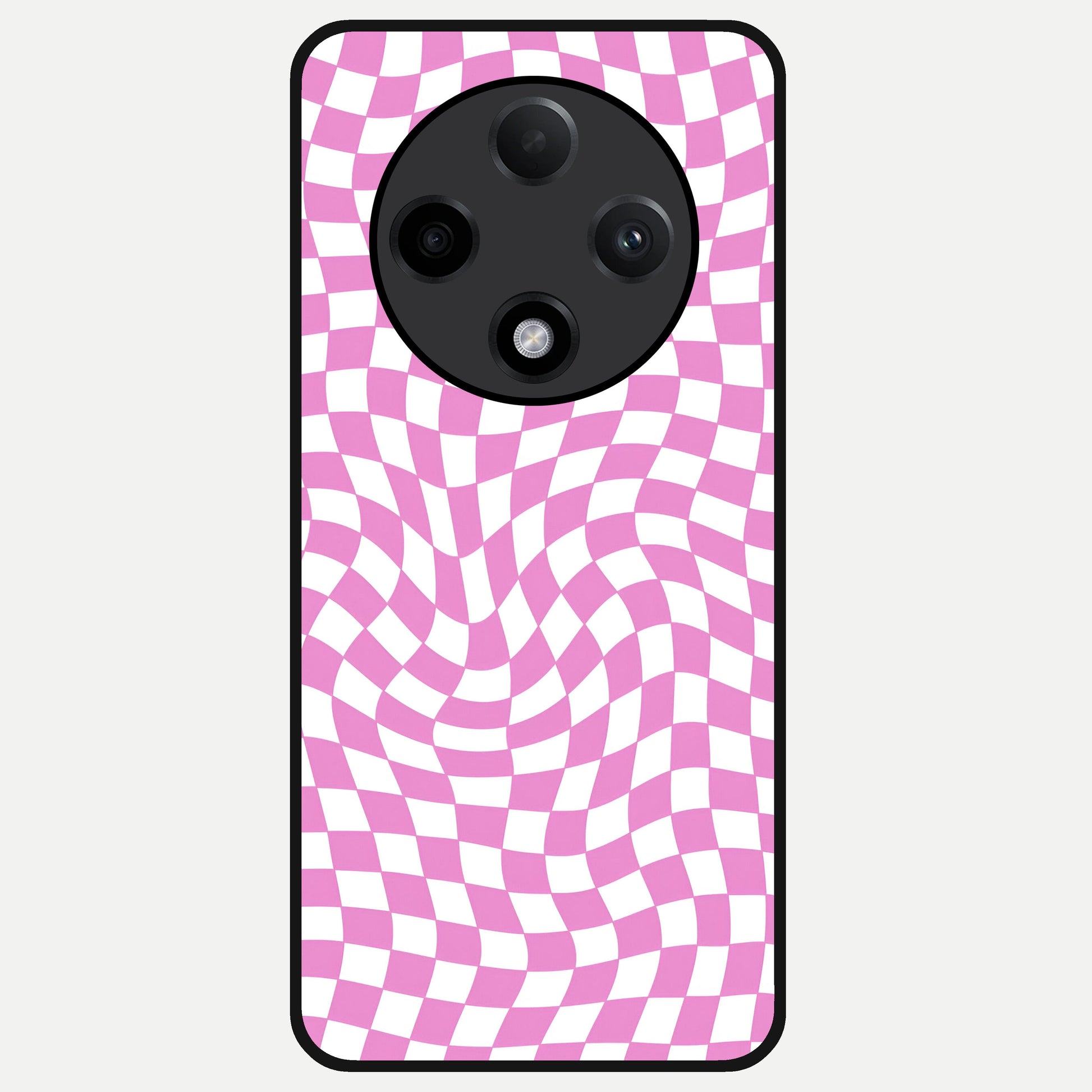  Bubblegum Check Wave Glass Case For Oppo F27 Pro Plus back cover – full design glossy printed glass finish