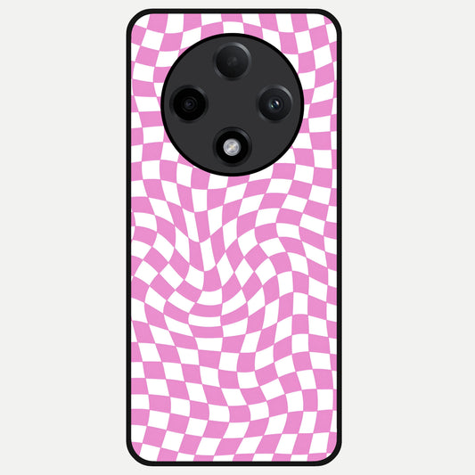  Bubblegum Check Wave Glass Case For Oppo F27 Pro Plus back cover – full design glossy printed glass finish