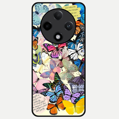  Butterflies Petal Dream Glass Case For Oppo F27 Pro Plus back cover – full design glossy printed glass finish