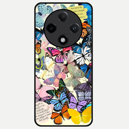 Butterflies Petal Dream Glass Case For Oppo F27 Pro Plus back cover – full design glossy printed glass finish