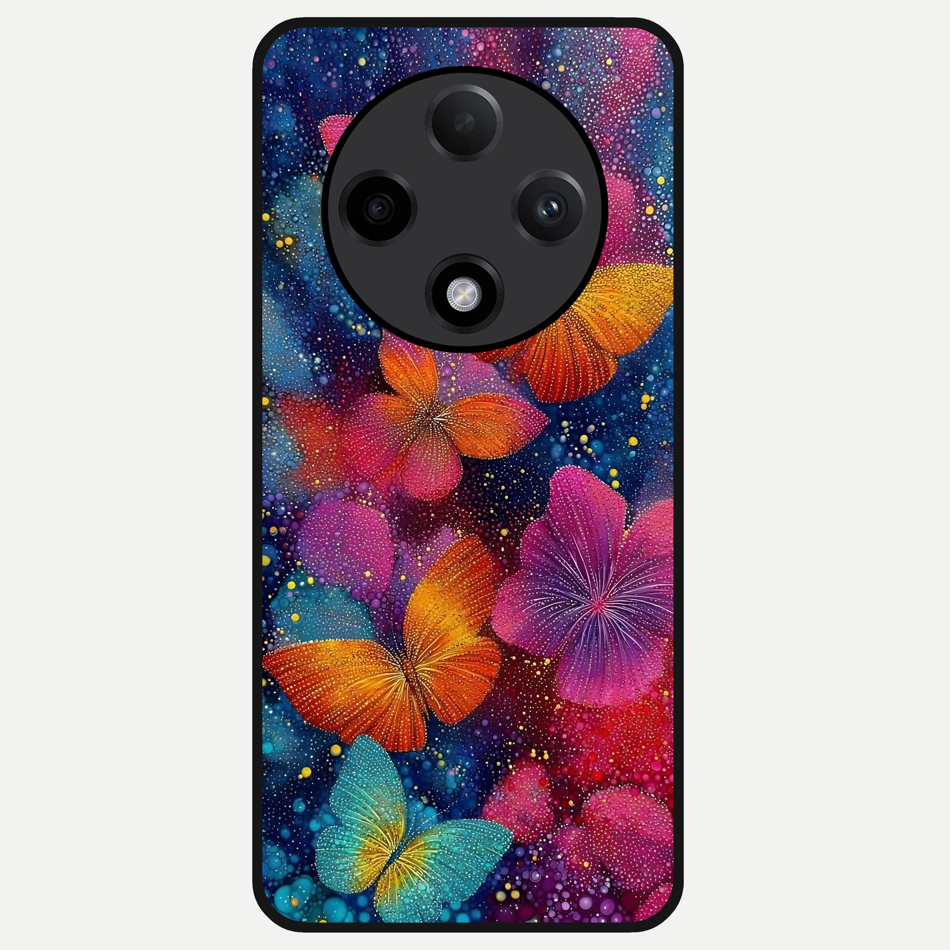 Butterfly Dream Mist Glass Case For Oppo F27 Pro Plus back cover – full design glossy printed glass finish