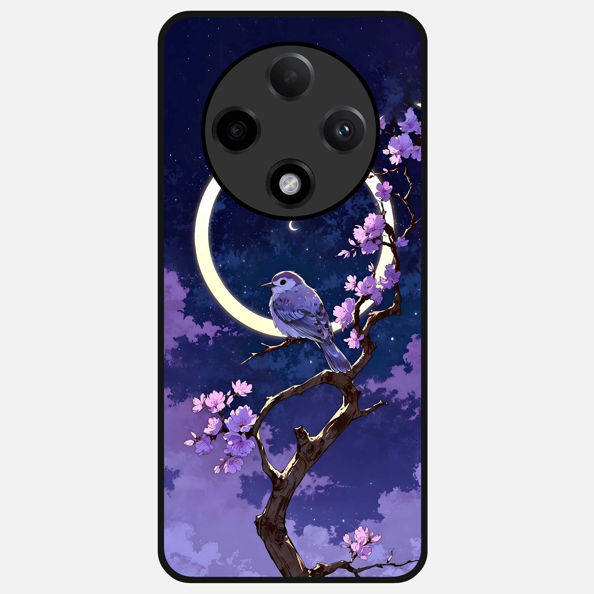  Celestial Bird Blossom Glass Case For Oppo F27 Pro Plus back cover – full design glossy printed glass finish