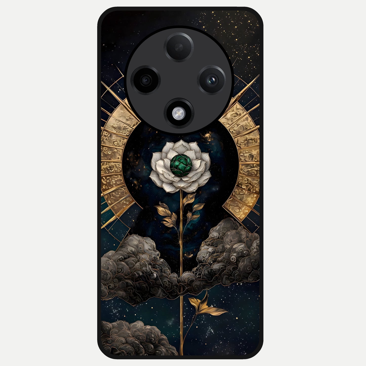  Celestial Lotus Morang Glass Case For Oppo F27 Pro Plus back cover – full design glossy printed glass finish