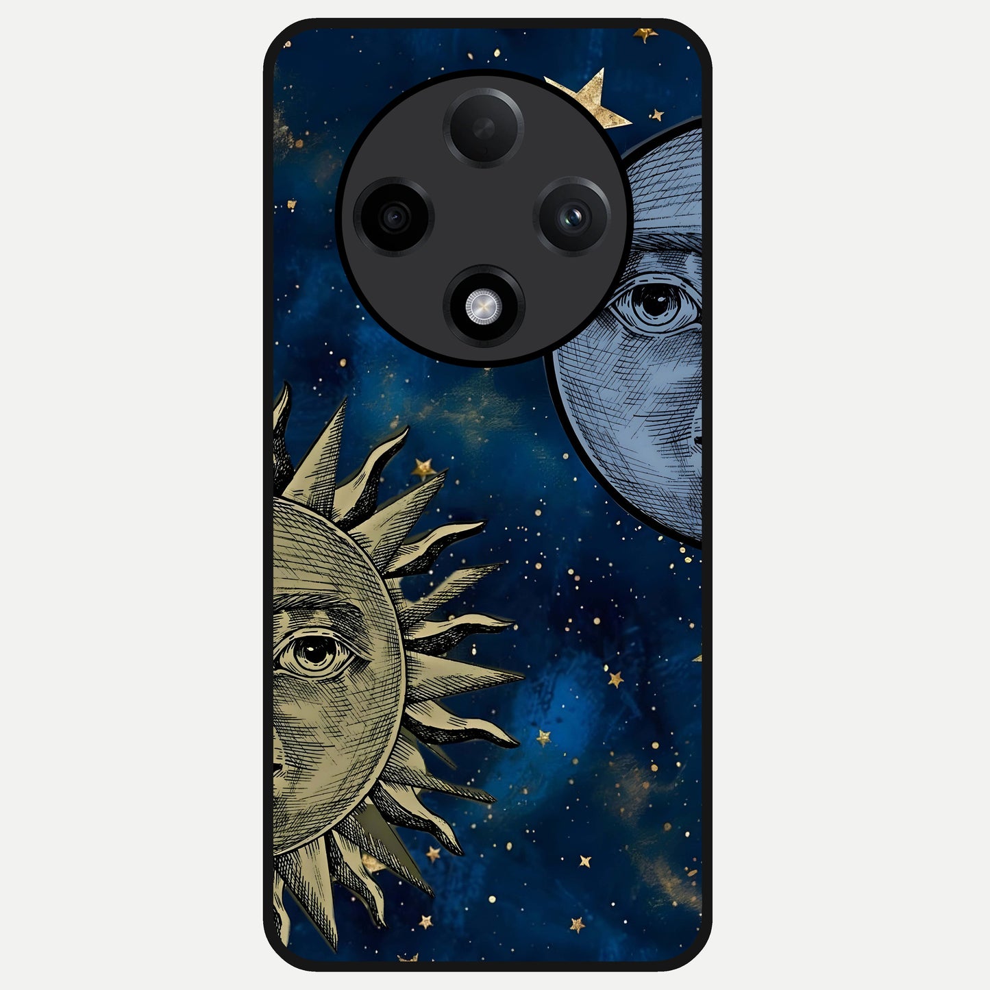  Celestial Moon With Sun Glass Case For Oppo F27 Pro Plus back cover – full design glossy printed glass finish