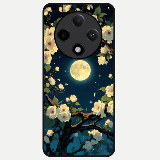  Celestial Moon And Flower Glass Case For Oppo F27 Pro Plus back cover – full design glossy printed glass finish
