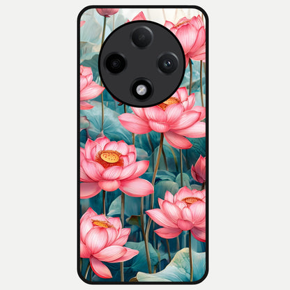  Celestial Pink Lotus Glass Case For Oppo F27 Pro Plus back cover – full design glossy printed glass finish