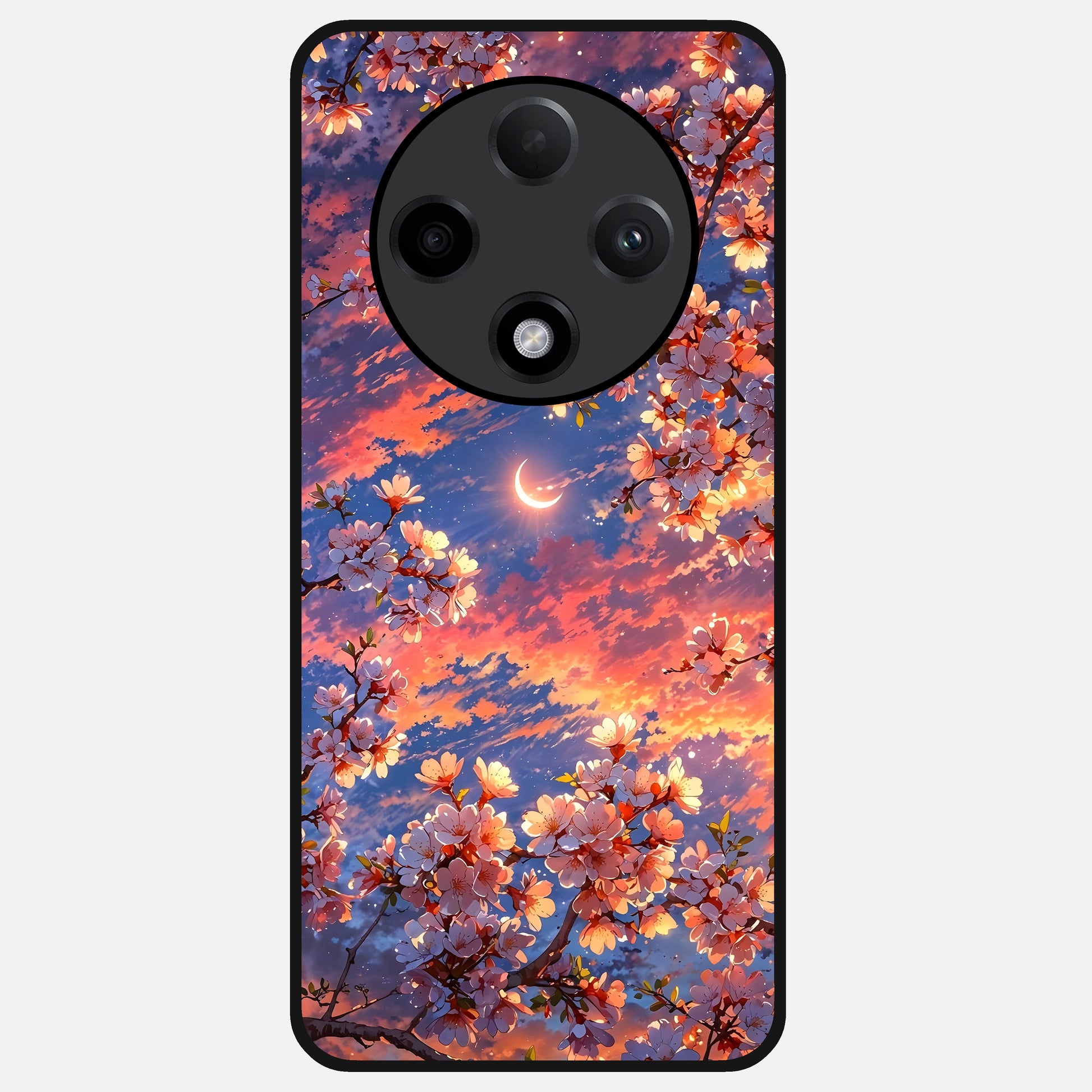  Celestial Sakura Sunset Glass Case For Oppo F27 Pro Plus back cover – full design glossy printed glass finish