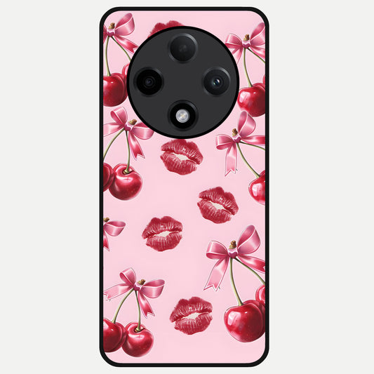  Cherry With Lips Glass Case For Oppo F27 Pro Plus back cover – full design glossy printed glass finish