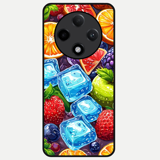  Colorful Fruits with Ice Glass Case For Oppo F27 Pro Plus back cover – full design glossy printed glass finish