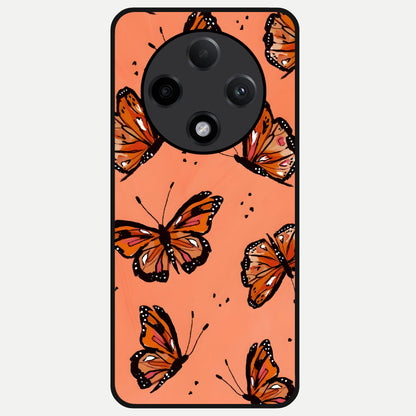  Coral Wing Butterfly Glass Case For Oppo F27 Pro Plus back cover – full design glossy printed glass finish