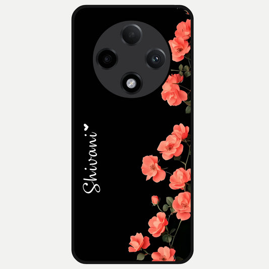  Crimson Bloom Grace Custom Name Glass Case For Oppo F27 Pro Plus back cover – full design glossy printed glass finish
