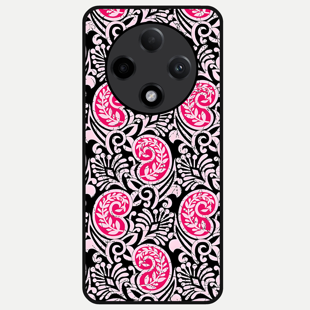  Crimson Paisley Charm Glass Case For Oppo F27 Pro Plus back cover – full design glossy printed glass finish