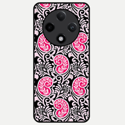  Crimson Paisley Charm Glass Case For Oppo F27 Pro Plus back cover – full design glossy printed glass finish