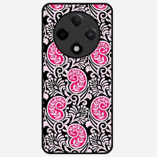  Crimson Paisley Charm Glass Case For Oppo F27 Pro Plus back cover – full design glossy printed glass finish