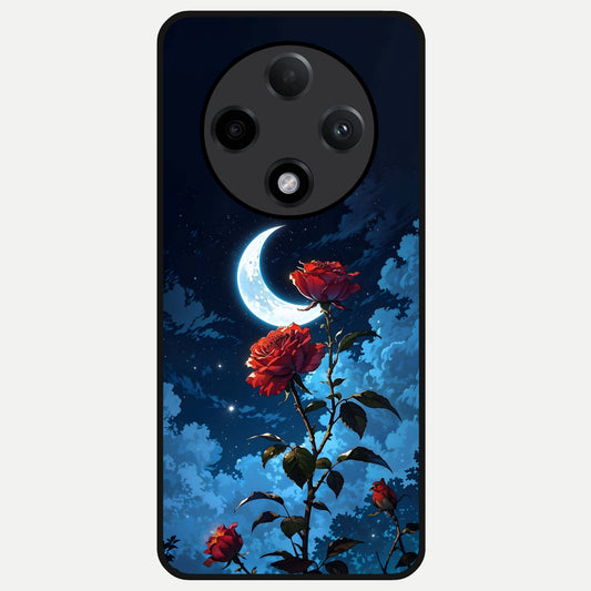  Crimson Rose Moon Glass Case For Oppo F27 Pro Plus back cover – full design glossy printed glass finish