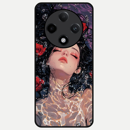  Crimson Rose Serenity Glass Case For Oppo F27 Pro Plus back cover – full design glossy printed glass finish