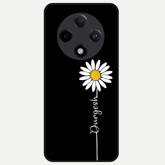  Custom Name White Flower Glass Case For Oppo F27 Pro Plus back cover – full design glossy printed glass finish