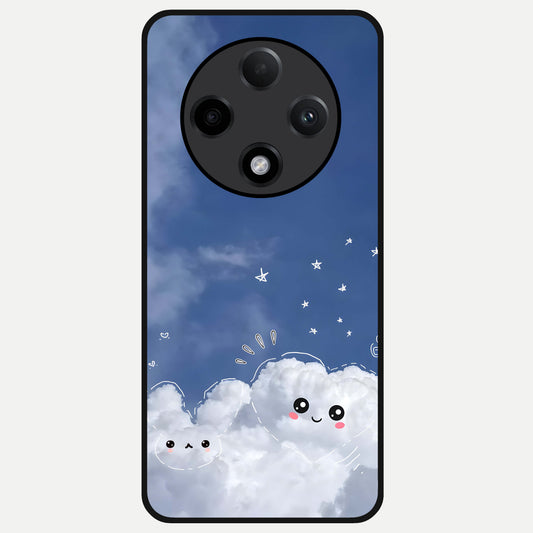  Cute Blossom Cloud Glass Case For Oppo F27 Pro Plus back cover – full design glossy printed glass finish