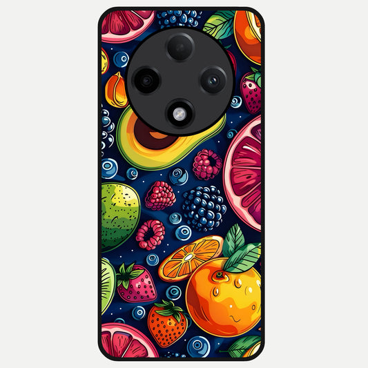  Cute Fruits Art Glass Case For Oppo F27 Pro Plus back cover – full design glossy printed glass finish