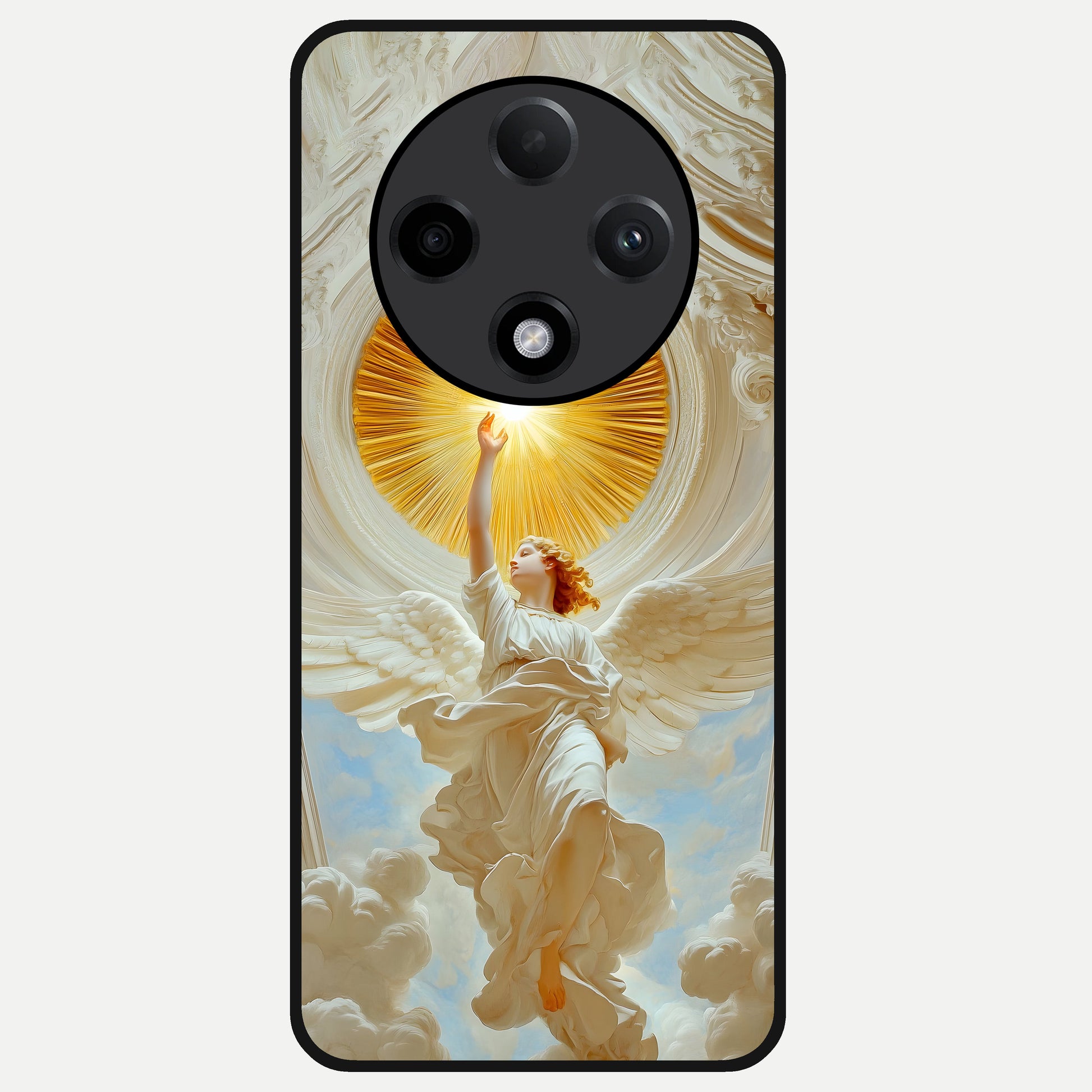  Divine Light Angel Glass Case For Oppo F27 Pro Plus back cover – full design glossy printed glass finish