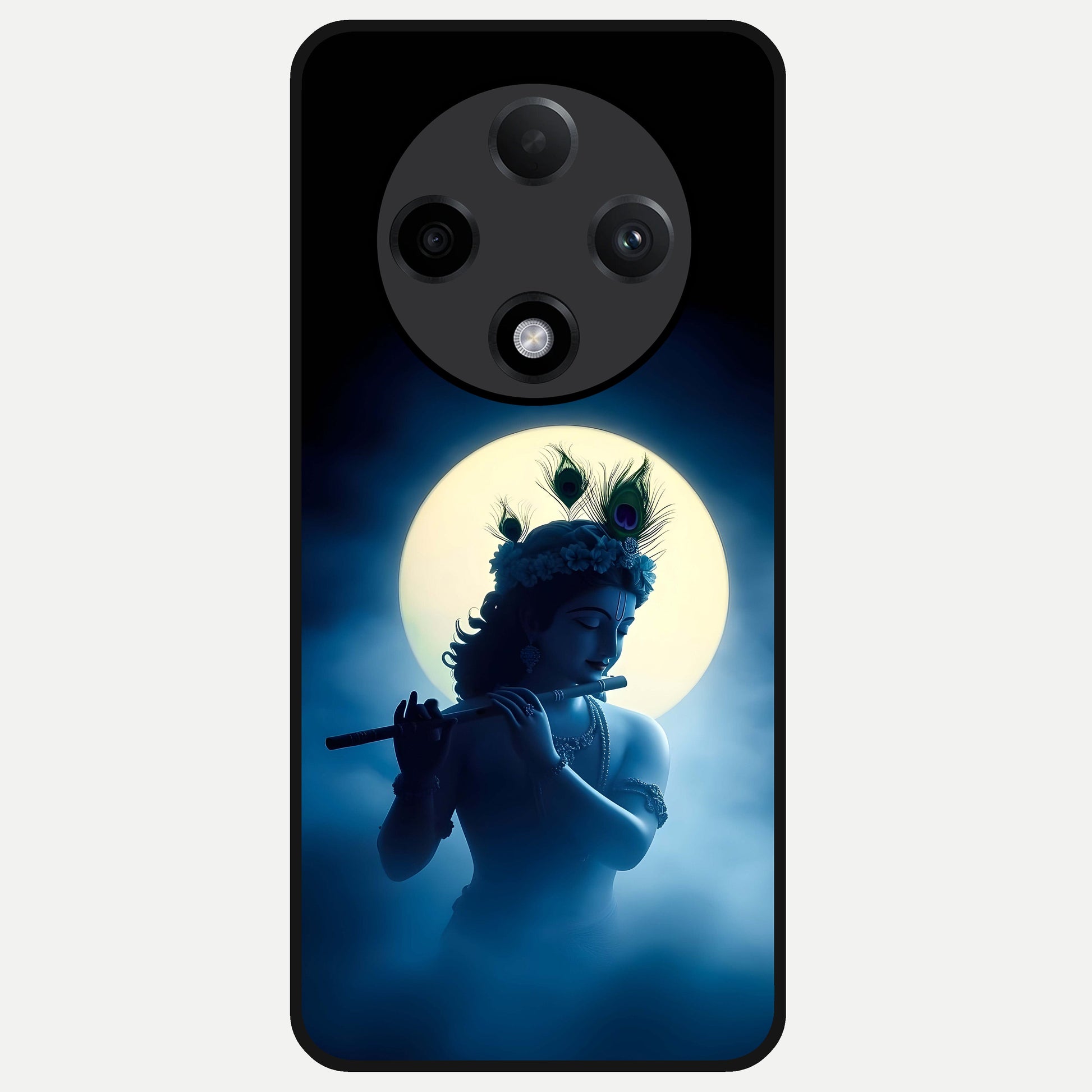  Divine Moon Flute Glass Case For Oppo F27 Pro Plus back cover – full design glossy printed glass finish