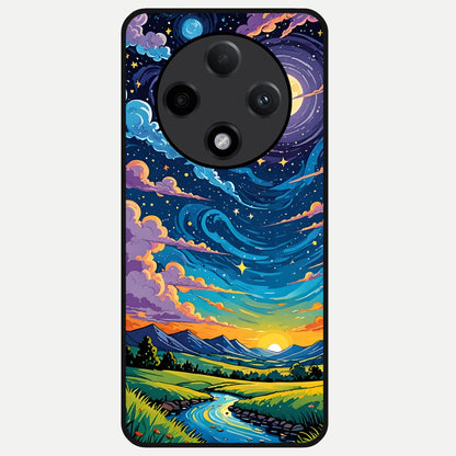  Dreamy Night Landscape Glass Case For Oppo F27 Pro Plus back cover – full design glossy printed glass finish