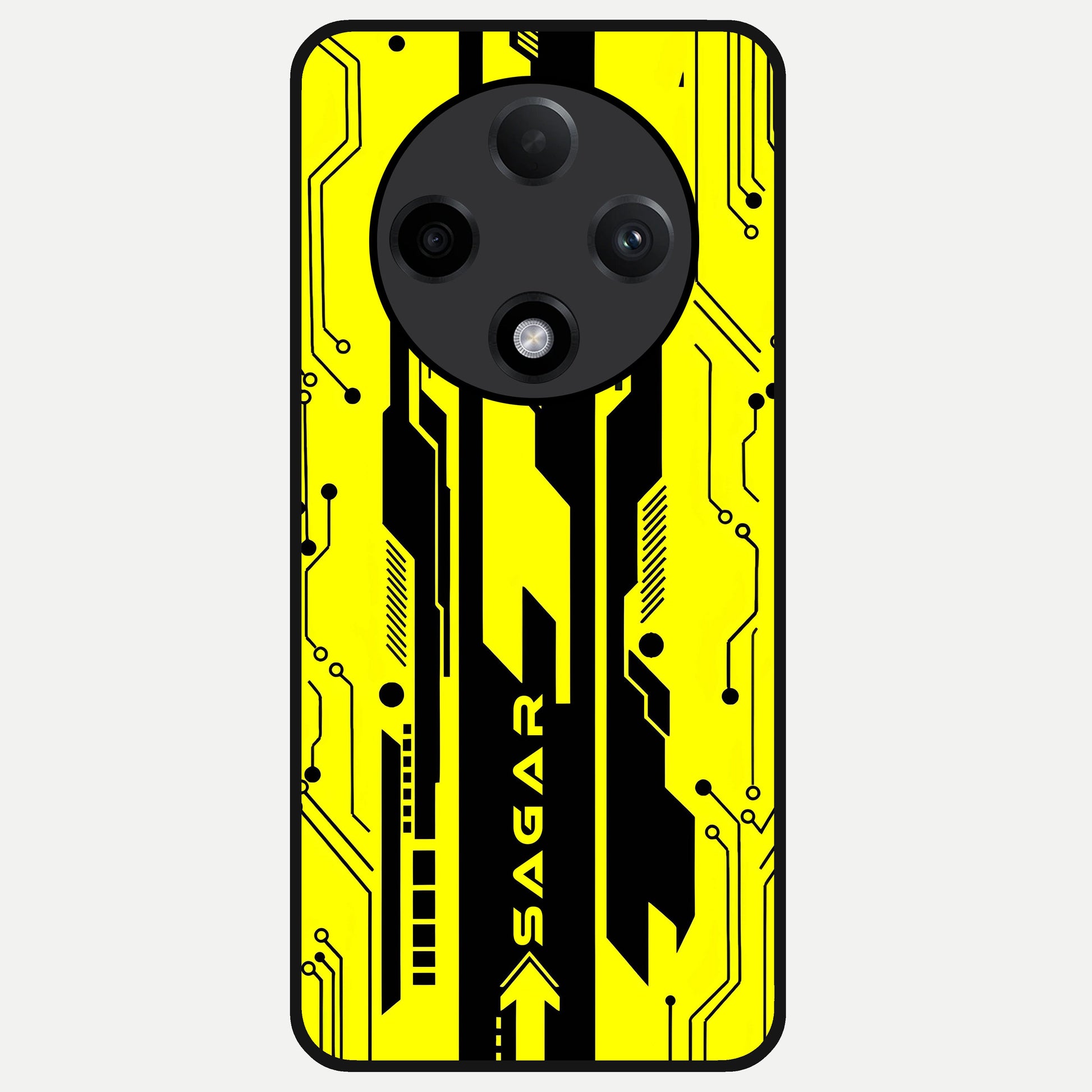  Electric Pulse CYBERPUNK Custom Name Glass Case For Oppo F27 Pro Plus back cover – full design glossy printed glass finish