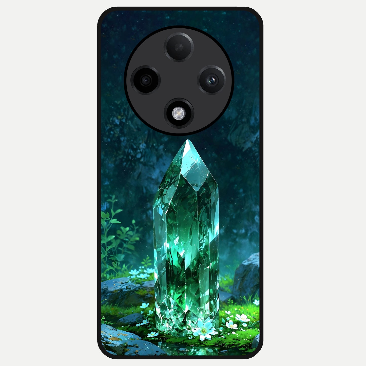  Emerald Light Crystal Glass Case For Oppo F27 Pro Plus back cover – full design glossy printed glass finish