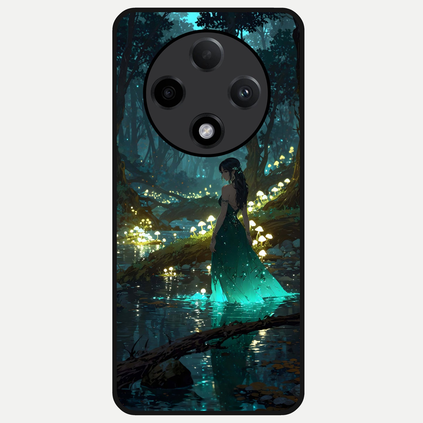  Enchanted Forest Glow Glass Case For Oppo F27 Pro Plus back cover – full design glossy printed glass finish