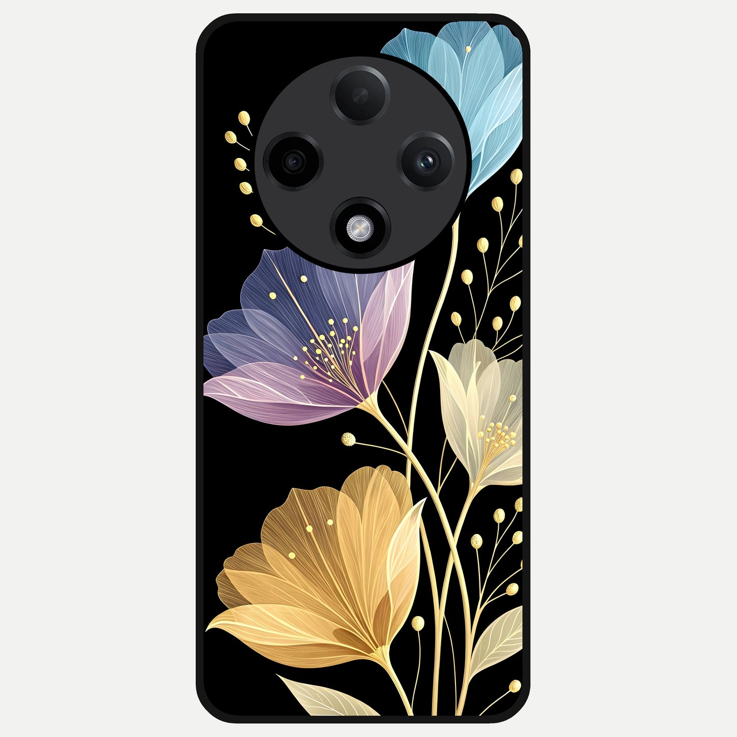  Flower Bloom Glow Glass Case For Oppo F27 Pro Plus back cover – full design glossy printed glass finish